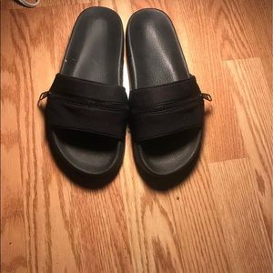 Black PINK zip sandals